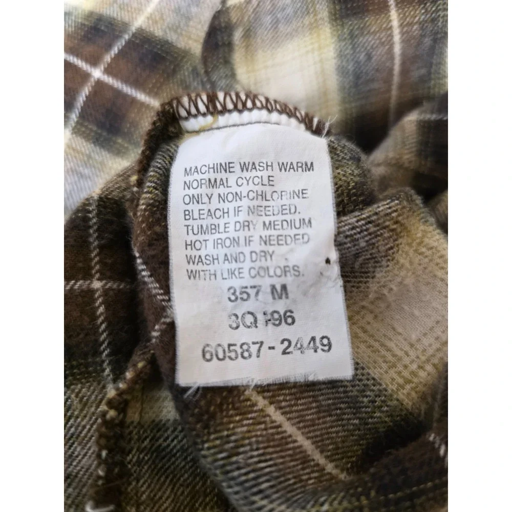 Levis Shirt Mens Large Brown Beige Plaid Button Up Flannel Western Workwear Warm